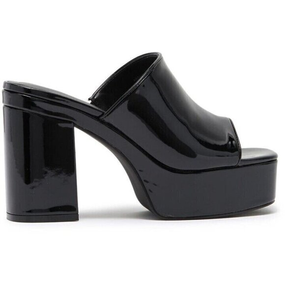 ABOUND "Sarah" Block Heel Mule Black Slide Patent - Picture 6 of 7